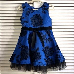 Rare Editions Blue and Black Floral Dress